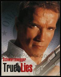 1a208 TRUE LIES trade ad '94 c/u of Arnold Schwarzenegger with gun, directed by James Cameron!
