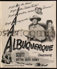 1a532 ALBUQUERQUE pressbook '48 Randolph Scott, Gabby Hayes, Barbara Britton in New Mexico!