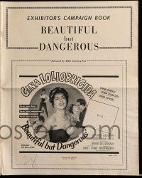 1a553 BEAUTIFUL BUT DANGEROUS pressbook '57 sexy Gina Lollobrigida was never more exciting!