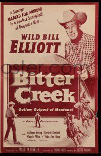 1a562 BITTER CREEK pressbook '54 Wild Bill Elliot thunders out of the badlands of Montana!