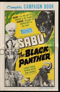 1a564 BLACK PANTHER pressbook '56 danger brought Sabu to sexy Carol Varga's side in the jungle!