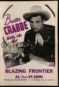 1a568 BLAZING FRONTIER pressbook '43 cool cowboy images of Buster Crabbe, Al 'Fuzzy' St. John!