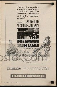 1a585 BRIDGE ON THE RIVER KWAI pressbook R64 William Holden, Alec Guinness, David Lean classic!