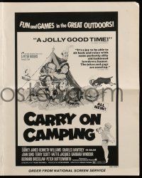 1a597 CARRY ON CAMPING pressbook '71 AIP, Sidney James, English nudist sex, wacky camping artwork!