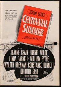 1a603 CENTENNIAL SUMMER pressbook '46 Jeanne Crain, Cornel Wilde, Linda Darnell, Otto Preminger