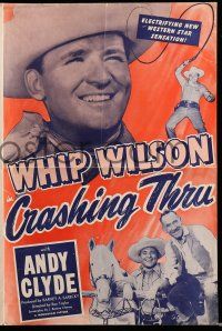 1a623 CRASHING THRU pressbook '49 Whip Wilson, the electrifying new western star sensation!