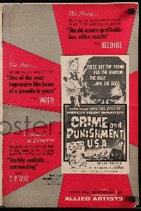 1a624 CRIME & PUNISHMENT U.S.A. pressbook '59 introducing George Hamilton, from world-famed novel!
