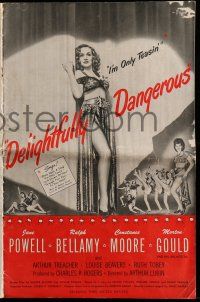 1a649 DELIGHTFULLY DANGEROUS pressbook '45 sexy Constance Moore is a slick chick lady of burlesque!