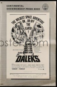 1a660 DR. WHO & THE DALEKS pressbook '66 Peter Cushing as the Doctor, wildest space adventure!