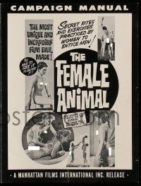 1a675 FEMALE ANIMAL pressbook '60s secret rites & exercises practiced by women to entice men!