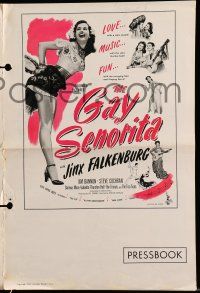 1a701 GAY SENORITA pressbook '45 sexy Jinx Falkenburg in a hippy heppy Latin love show!