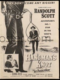 1a731 HANGMAN'S KNOT pressbook '52 cool image of Randolph Scott by noose, Donna Reed, western!