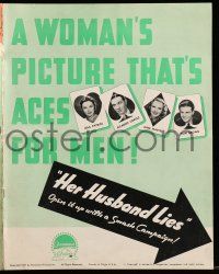1a736 HER HUSBAND LIES pressbook '37 Ricardo Cortez & Tom Brown with pro poker players in big game!