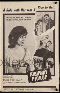 1a744 HIGHWAY PICKUP pressbook '63 Julien Duvivier, a ride w/ Catherine Rouvel was a ride to Hell!