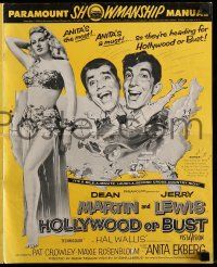 1a749 HOLLYWOOD OR BUST pressbook '56 wacky art of Dean Martin & Jerry Lewis + sexy Anita Ekberg!