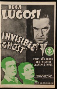 1a769 INVISIBLE GHOST pressbook R49 creepy Bela Lugosi, Polly Ann Young, Clarence Muse, horror!