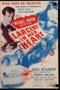 1a799 LARCENY IN HER HEART pressbook '46 Hugh Beaumont as detective Michael Shayne on vacation!