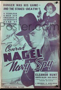 1a851 NAVY SPY pressbook '37 danger was Conrad Nagel's game, and the stakes were death!