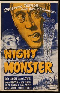 1a855 NIGHT MONSTER pressbook R49 Bela Lugosi & Lionel Atwill in Universal mystery horror!