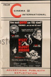 1a856 NIGHT OF BLOODY HORROR pressbook '69 blood psycho goes berserk, you can only die once!