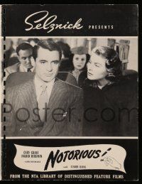 1a858 NOTORIOUS TV pressbook R60s Cary Grant & Ingrid Bergman, Alfred Hitchcock WWII classic!