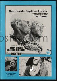 1a501 PAPILLON Danish pressbook '74 great images of prisoners Steve McQueen & Dustin Hoffman!
