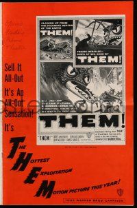 1a930 THEM pressbook '54 classic sci-fi, art of horror horde of giant bugs terrorizing people!