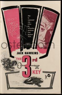 1a935 THIRD KEY pressbook '57 cool art of Jack Hawkins with safecracker, Ealing Studios!