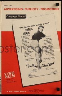 1a952 TOO BAD SHE'S BAD pressbook '55 De Sica, Sophia Loren uncovers her most talked about talents!