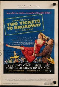 1a963 TWO TICKETS TO BROADWAY pressbook '51 Janet Leigh, Tony Martin, Gloria DeHaven, Howard Hughes