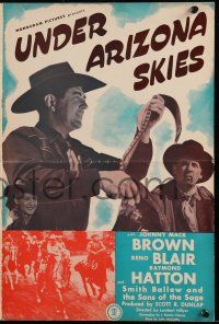 1a964 UNDER ARIZONA SKIES pressbook '46 cowboy Johnny Mack Brown, Reno Browne & Raymond Hatton!