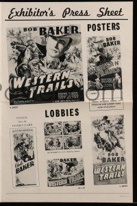 1a973 WESTERN TRAILS pressbook '38 great poster images with singing cowboy Bob Baker!