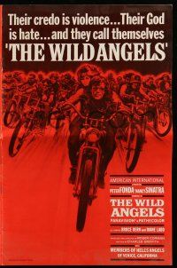 1a984 WILD ANGELS pressbook '66 cool image of biker Peter Fonda & sexy Nancy Sinatra on motorcycle