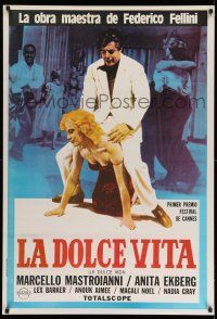 1b005 LA DOLCE VITA Argentinean R80s Fellini, image of Mastroianni astride Franca Pasut!