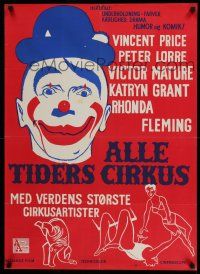 1b761 BIG CIRCUS Danish '61 cool artwork of clown & other circus performers!