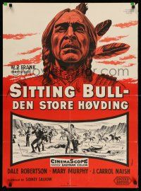 1b830 SITTING BULL Danish '56 cool artwork of Dale Robertson, Mary Murphy & Native Americans!