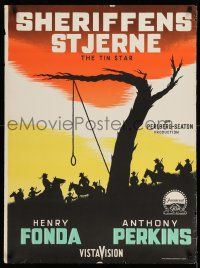 1b840 TIN STAR Danish '58 Henry Fonda & Anthony Perkins, Anthony Mann, different hanging art!