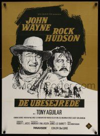 1b845 UNDEFEATED Danish '69 John Wayne & Rock Hudson rode where no one else dared!
