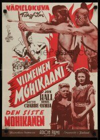 1b189 LAST OF THE REDMEN Finnish '47 Jon Hall, Evelyn Ankers, from The Last of the Mohicans!