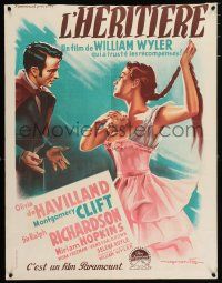 1b051 HEIRESS French 24x31 '49 William Wyler, c/u of Olivia de Havilland & Montgomery Clift!