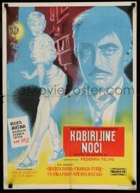 1b473 NIGHTS OF CABIRIA Yugoslavian 20x27 '58 Federico Fellini's La Notti di Cabiria, Masina!