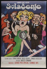 1b500 TAKING OFF Yugoslavian 19x28 '71 Milos Forman's first American movie, wacky art by Bacha!