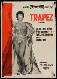 1b505 TRAPEZE Yugoslavian 20x27 '59 circus art of Burt Lancaster, Gina Lollobrigida & Tony Curtis!