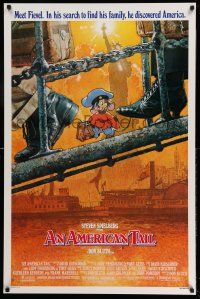 1c047 AMERICAN TAIL style A 1sh '86 Steven Spielberg, Don Bluth, art of Fievel the mouse by Struzan