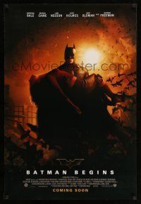 1c085 BATMAN BEGINS rescue coming soon style advance DS 1sh '05 Bale carrying Katie Holmes!