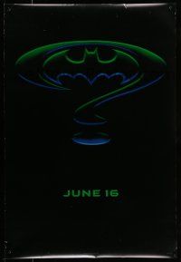 1c087 BATMAN FOREVER teaser DS 1sh '95 Kilmer, Kidman, cool question mark & bat symbol design!