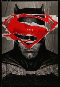 1c089 BATMAN V SUPERMAN teaser DS 1sh '16 cool close up of Ben Affleck in title role under symbol!