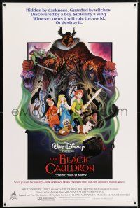 1c107 BLACK CAULDRON advance 1sh '85 first Walt Disney CG, cool fantasy art by Paul Wenzel!