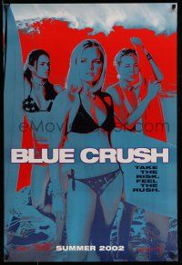 1c119 BLUE CRUSH teaser 1sh '02 Michelle Rodriguez, Kate Bosworth in bikini, cool blue image!