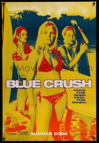 1c122 BLUE CRUSH teaser 1sh '02 Michelle Rodriguez, Kate Bosworth in bikini, cool yellow image!